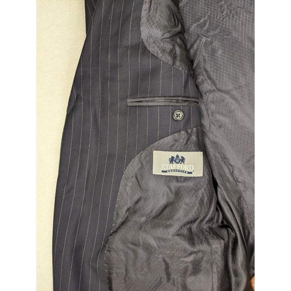 STAFFORD EXECUTIVE - MEN'S BLUE PINSTRIPE BLAZER JACKET SPORT COAT - SIZE 40R - Picture 7 of 12